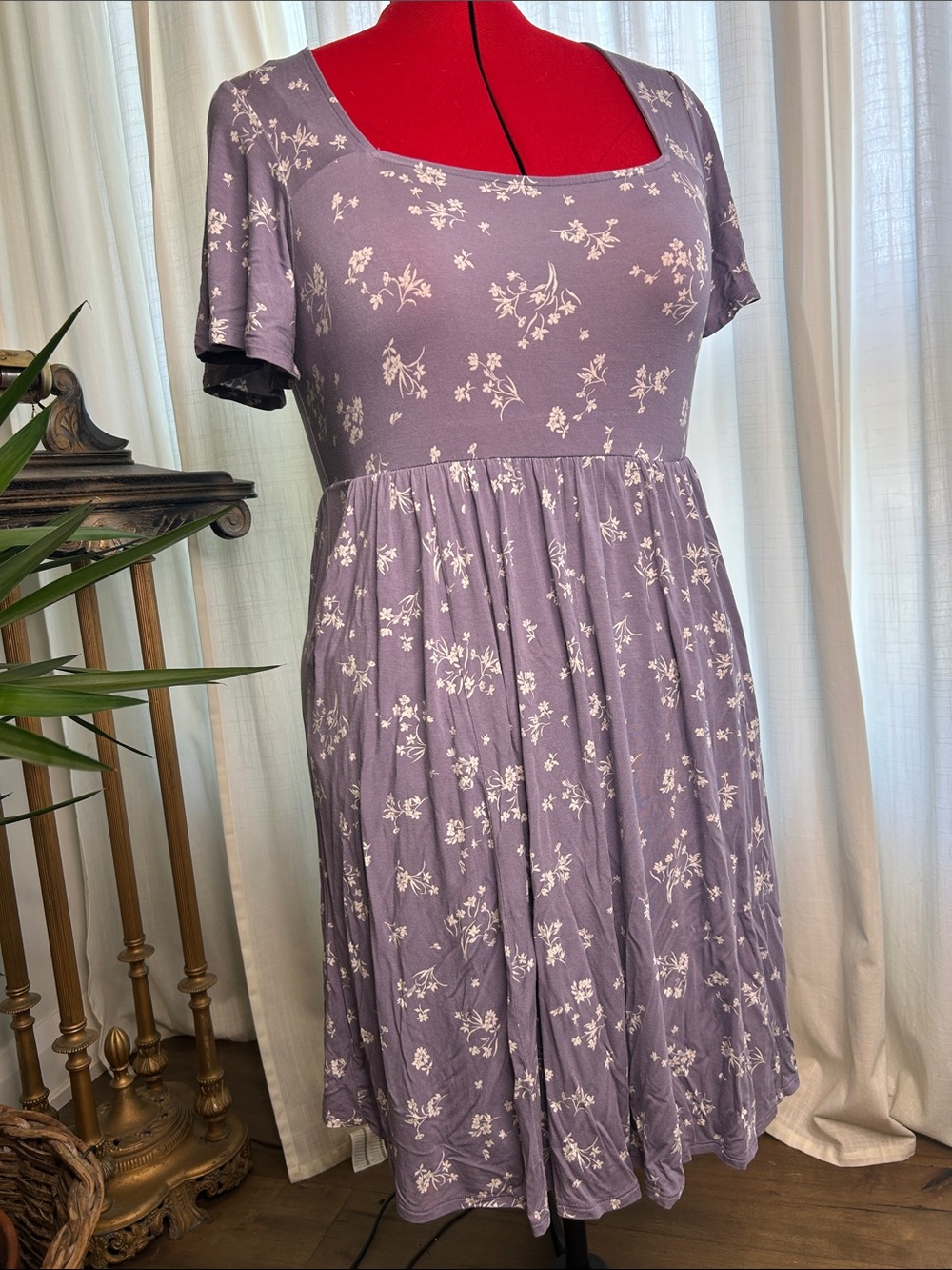 torrid Lavender Floral Square-Neck Midi Dress - Picture 1 of 6